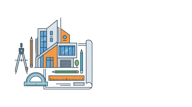 Architectural Design and Drafting Tools Illustration