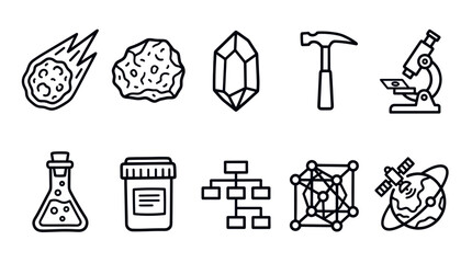 Geology and Mineral Science Outline Icon Vector Set © irvan
