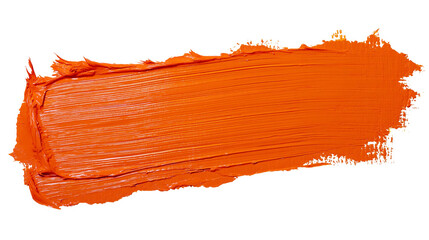 Thick orange oil paint stroke with visible brush texture, isolated on transparent background