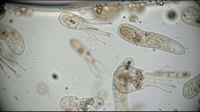 Microscopic view of protozoa organisms.
