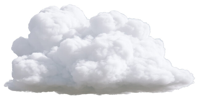 Fluffy white cumulus cloud, isolated on transparent background