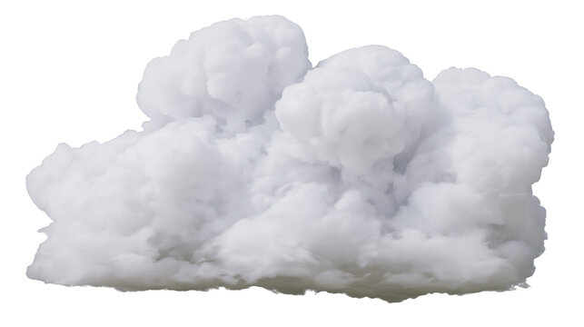Fluffy white polyester fiberfill stuffing, isolated on transparent background