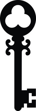 Large skeleton key with ornate details isolated on transparent background