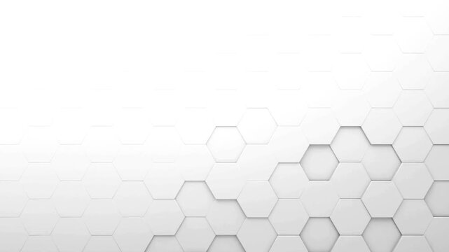 Abstract white geometric background with hexagon pattern, 3d render