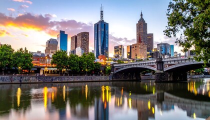 Fototapeta premium City Skyline at Sunset.