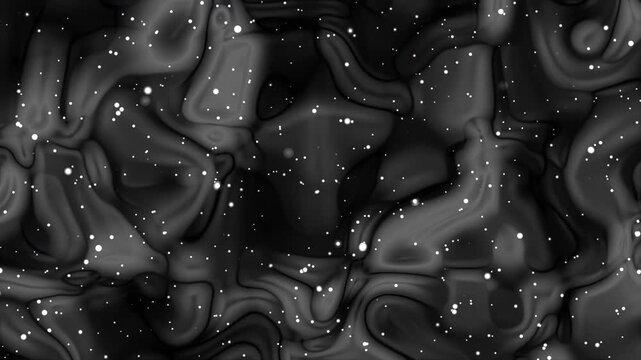 luxury black silver gradient liquid texture background with white star particles, suitable for modern design projects, wallpapers, prints, and digital art creations.