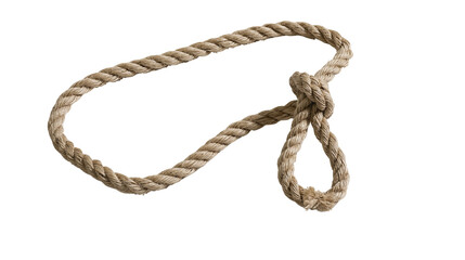 Thick natural fiber rope tied in a noose knot, isolated on transparent background © Elena