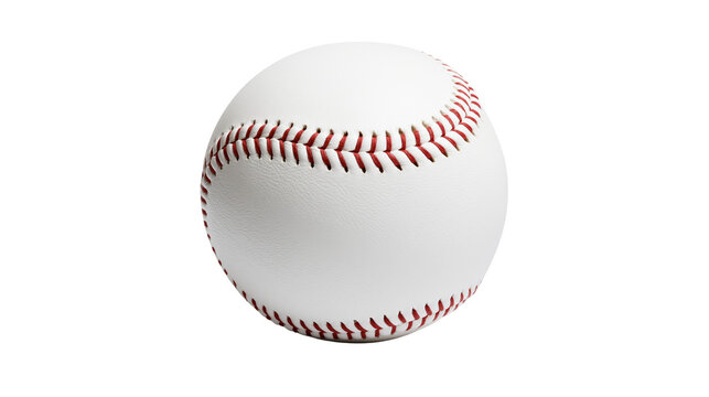White baseball with red stitching, isolated on transparent background