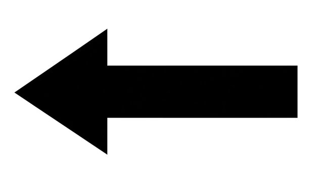 Solid black arrow pointing left, isolated on transparent background