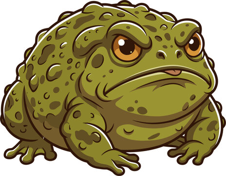 An angry, warty toad with bulging eyes and a grumpy expression, depicted in a pixel art style