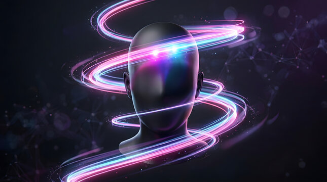 Abstract digital addiction concept with dopamine overload, glowing screens, fragmented attention, anxiety and cyber fatigue in surreal 3D style. AI Generated.