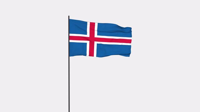 Iceland Flag Animation 4K Transparent Background with Alpha Channel