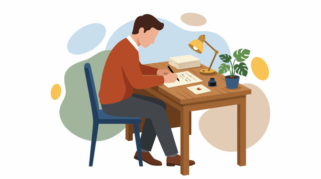 Man journaling at desk for mental health and reflection