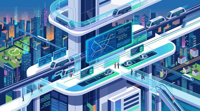 Futuristic Cityscape with Elevated Roads.