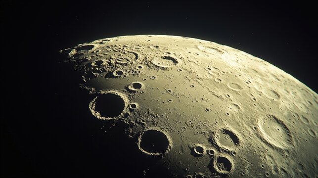 Beautiful view of the moon showing its craters and surface textures in vivid detail against a dark sky.