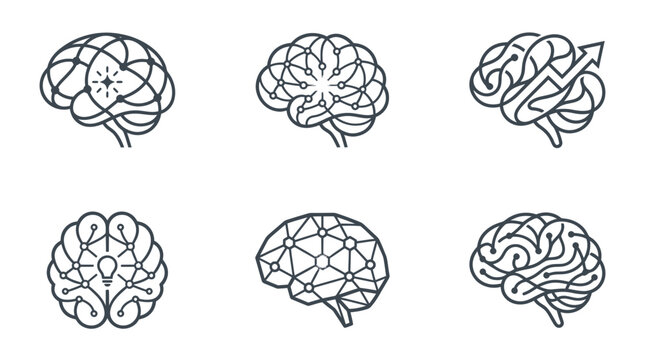 Detailed illustrations of human brain.