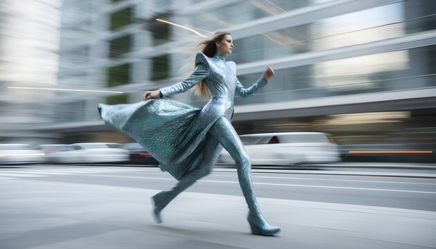 Motion blur recycled polyester fashion sustainable shine speed