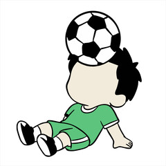 Obraz premium Boy kick soccer ball. Football player kid