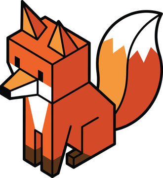 3D isometric geometric low poly fox vector asset