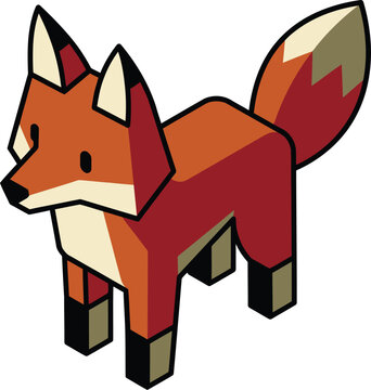 3D isometric geometric low poly fox vector asset