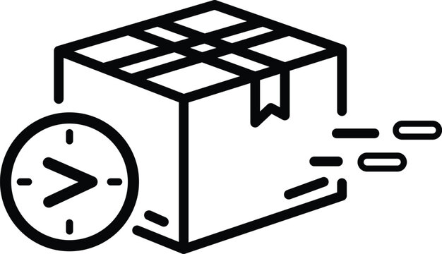 Minimalist cube with forward arrow and clock lineart