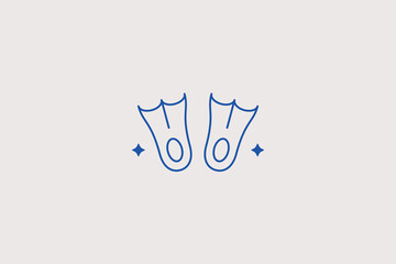 Pair of swimming flippers swimfins line icon for diving school, beach resort, sports shop. Perfect vector illustration for recreation services. © HenryFord