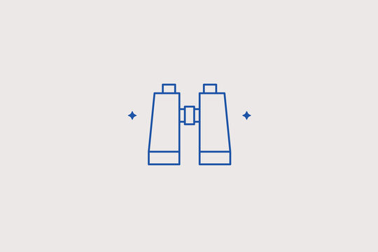 Compact dual lens binoculars line icon for travel agency, sightseeing tour, hunting shop. Precise vector illustration for outdoor services.