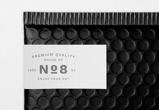 Elegant Black Bubble Mailer Packaging Mockup PSD