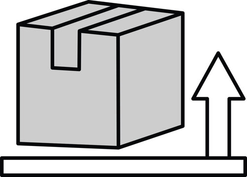 Box being lifted upward by arrow indicator shipping gray