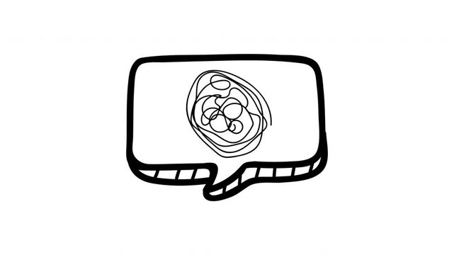 Animated Hand Drawn Message Bubble with Scribble Confusion Icon and Doodle Communication Concept