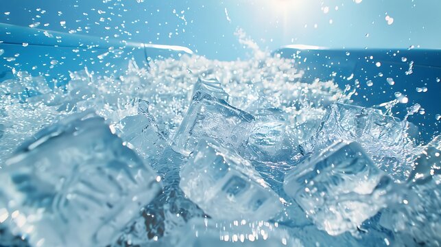 Refreshing Water and Ice Splash in Resort Pool