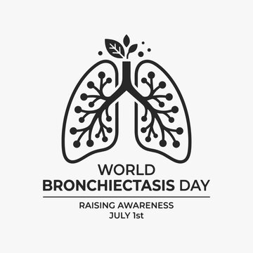 The flat design for World Bronchiectasis Day poster focuses on simplicity, elegance, and ease of recognition. Vector Sign for Logos, Labels, and Icons.