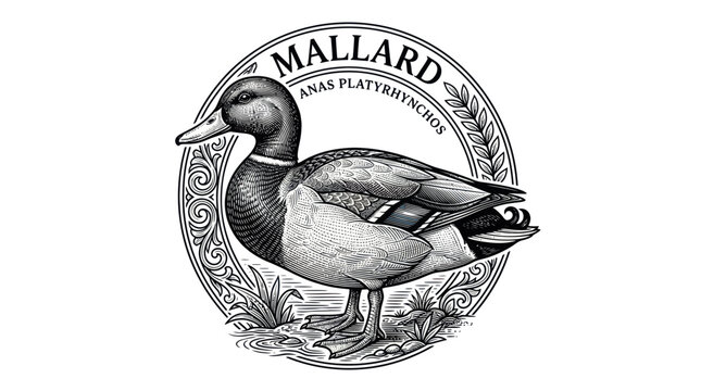 Mallard duck bird animal logo.