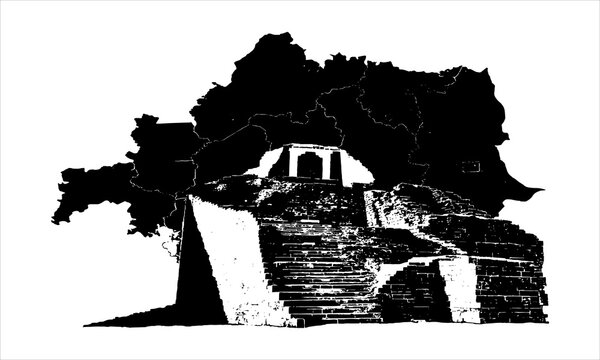 Bangladesh Historic Bridge Map Silhouette Vector Illustration