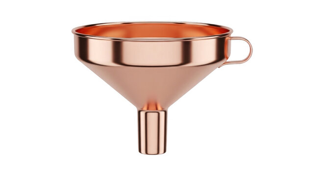 Copper Funnel with Handle Isolated on Black
