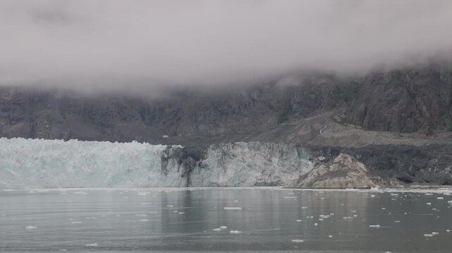 a panning left view of margerie glacier at glacier bay, alaska of the usa