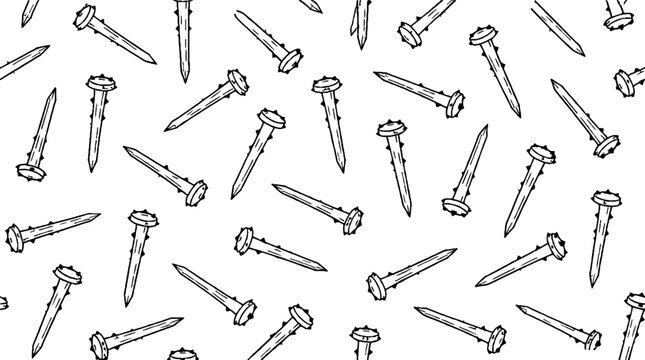 Assorted screws and nails scattered pattern design.