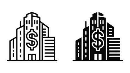Fototapeta premium Bank building with large dollar sign icon symbolizing financial institution and currency exchange