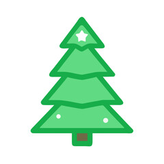 Obraz premium Stylized christmas tree icon with a star on top