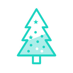 Fototapeta premium Stylized christmas tree icon with stars and ornaments