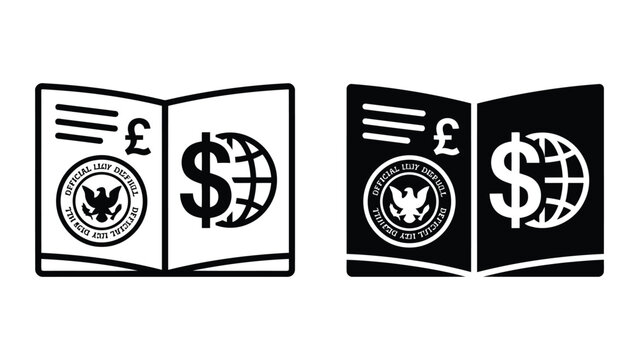 International finance and currency exchange symbols dollar and pound sterling on open document illustration