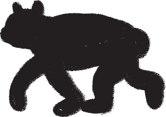手描きペイントの動物シルエットピクトグラム、歩く黒クマ　ベクター画像　Adobe Illustrator Artwork © PINK_F