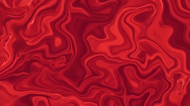 Abstract red liquid marble texture with flowing patterns.