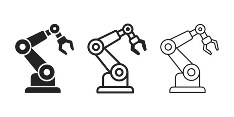Robotic arm icon silhouette vector outline and line art © MD