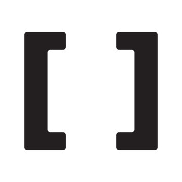 Modern vector Square bracket icon. Black bold Square bracket Suitable for programming, web development, coding interfaces, typography, and educational resources.