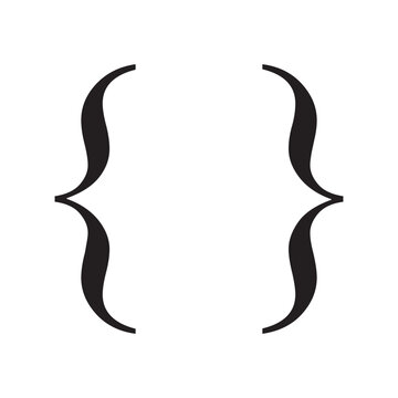 Bracket curly brace icon symbol. Bold black style Typography vector illustration Isolated on white background.