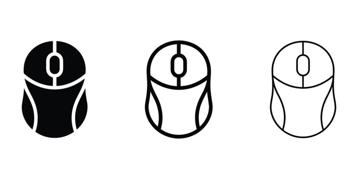 Scroll mouse icon silhouette vector outline and line art