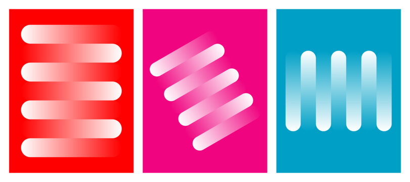 Abstract gradient tooth icons on vibrant red, pink, and blue backgrounds minimal design