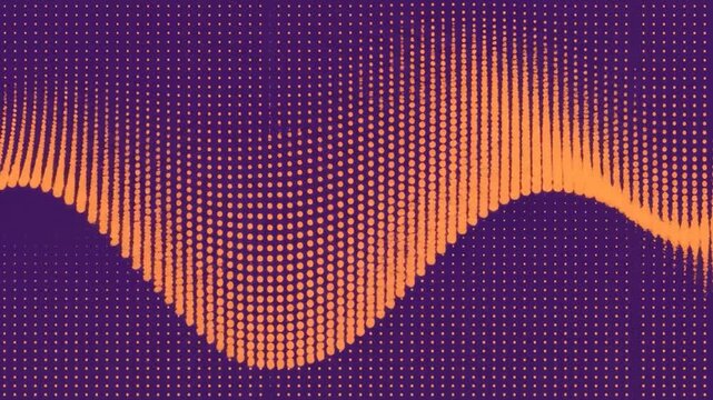 Abstract orange halftone wave on a purple background