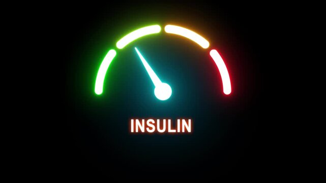 Insulin low, text, word level concept.Suitable for low insulin level, weak hormone function, animation